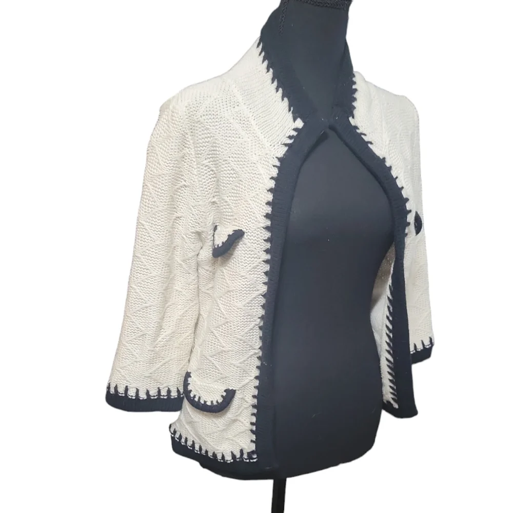 Cabi 297 M Cream "Socialite" Knit Open Front Cardigan Sweater jacket - Picture 5 of 14